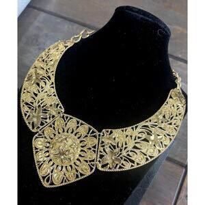 Jose & Maria Barrera Goldtone Vintage For Avon "Falling Leaves" Stmnt Necklace-